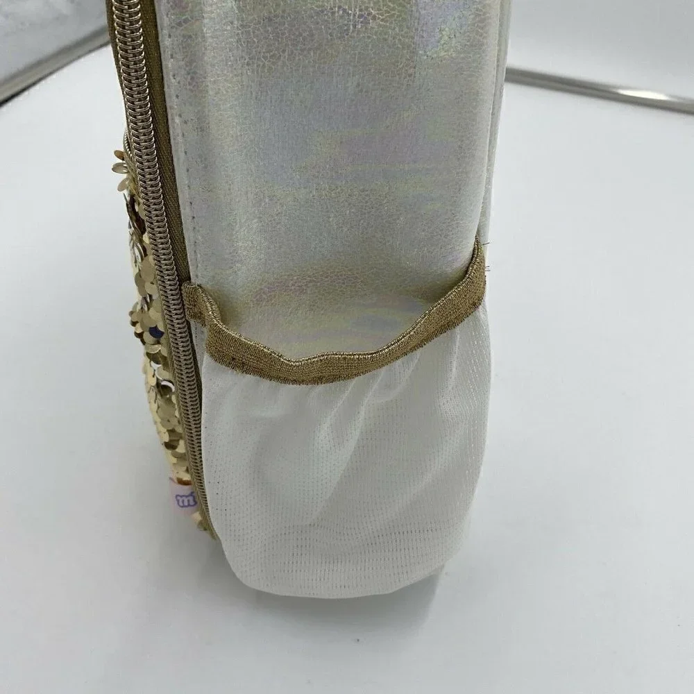 Kids Girls More Than Magic Golden Sequin Unicorn Lunch Upright Zippered Bag EUC